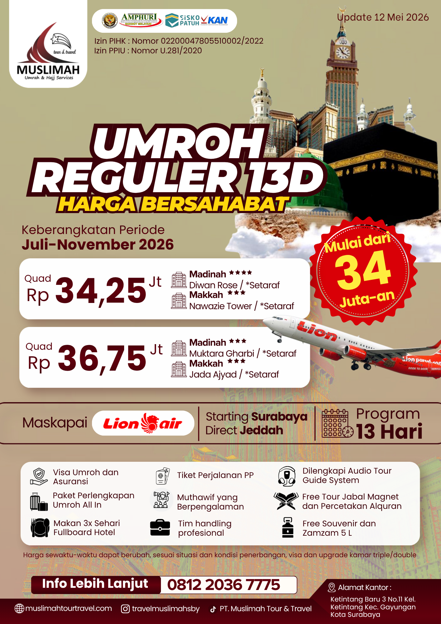 Umroh Reguler 13 Hari Harga Bersahabat